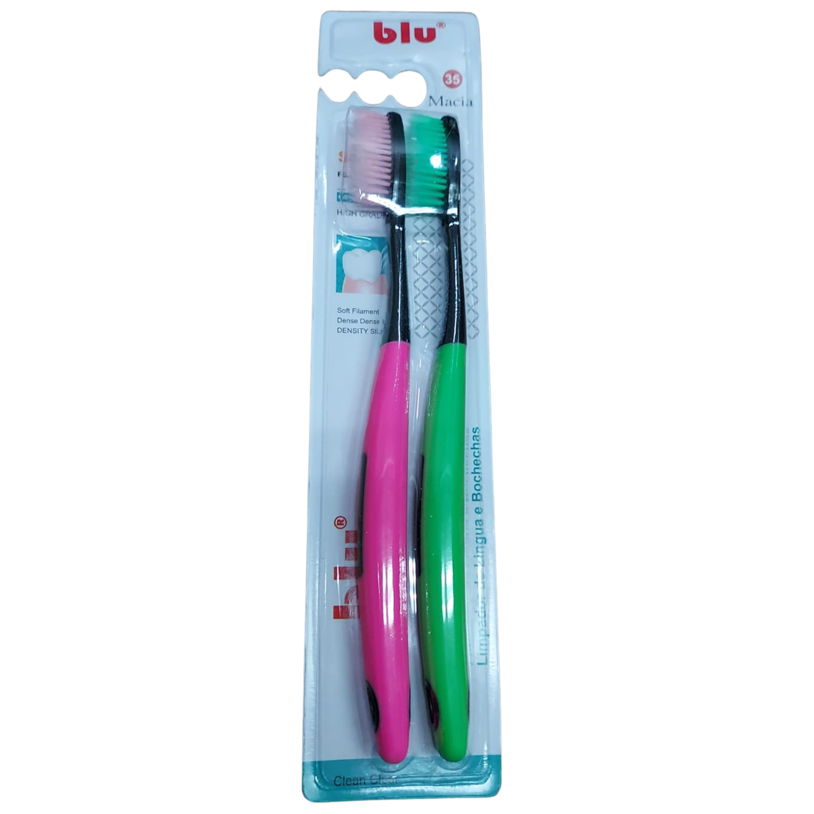 ESCOVA DENTAL KIT C/2, BLU BL-6701 - Rosa e Verde Imagem 1