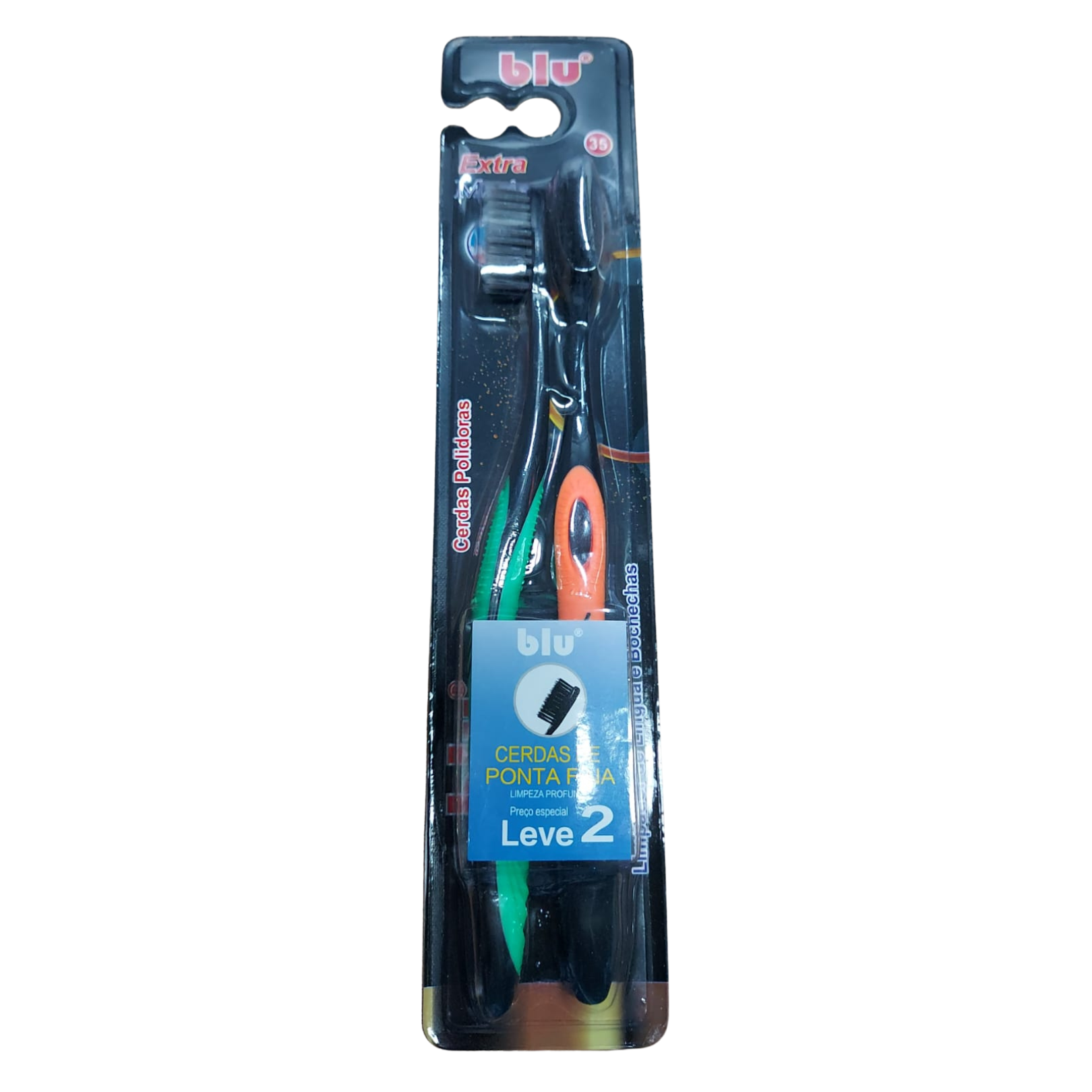 ESCOVA DENTAL KIT C/2, BLU BL-6683-2P - Verde e Laranja Imagem 1