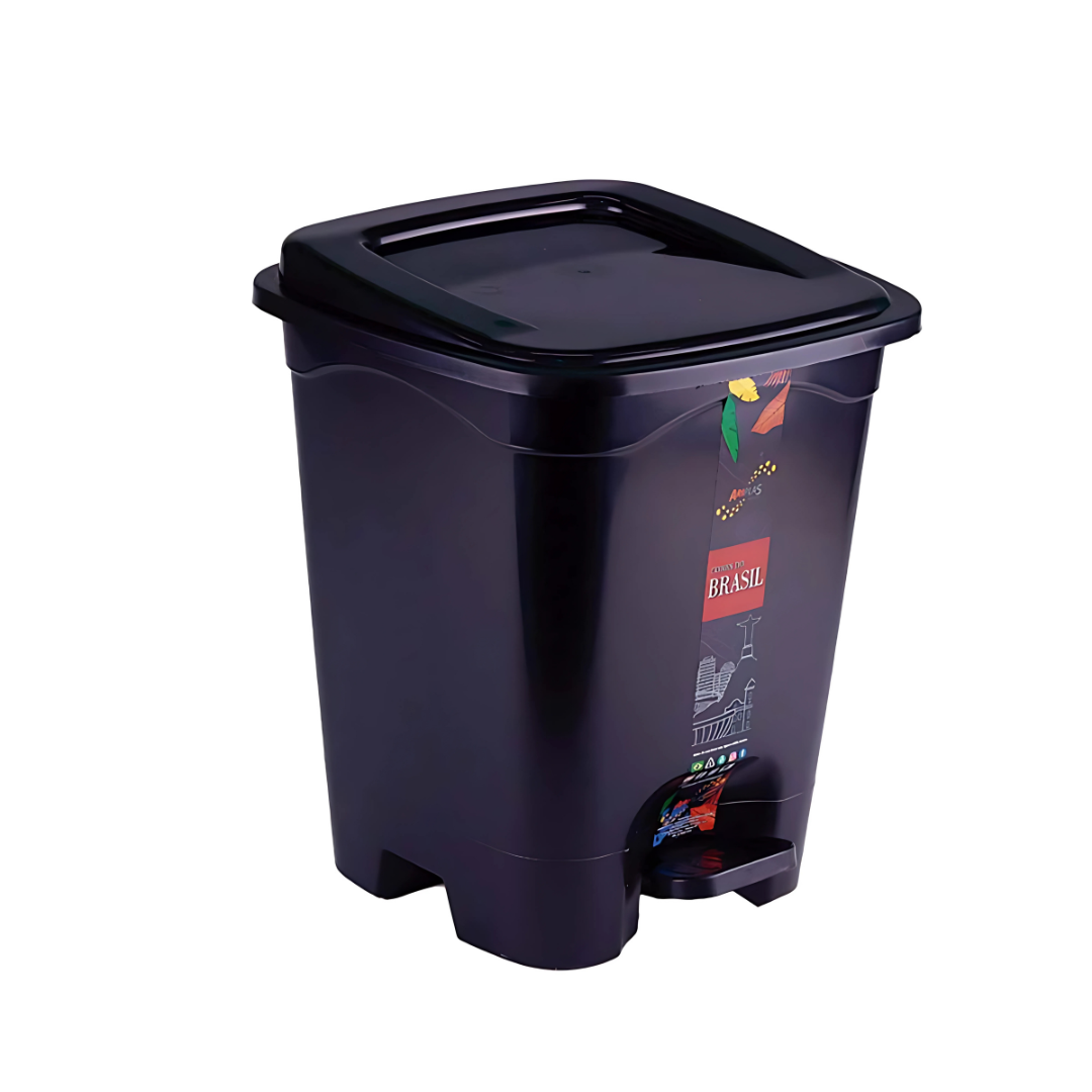 Lixeira Preta com Pedal Quadrada 13L - Cleaning 3UD Plast (Ref. 237) Imagem 1