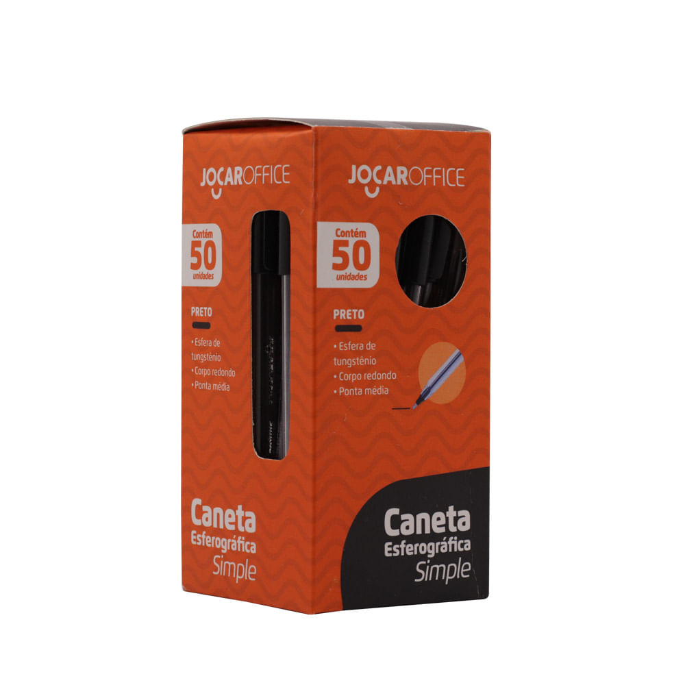 Kit com 3 Canetas Esferográficas Média Simple Preta Ref: 97689 Leo&Leo – Uso Escolar e Escritório Imagem 1