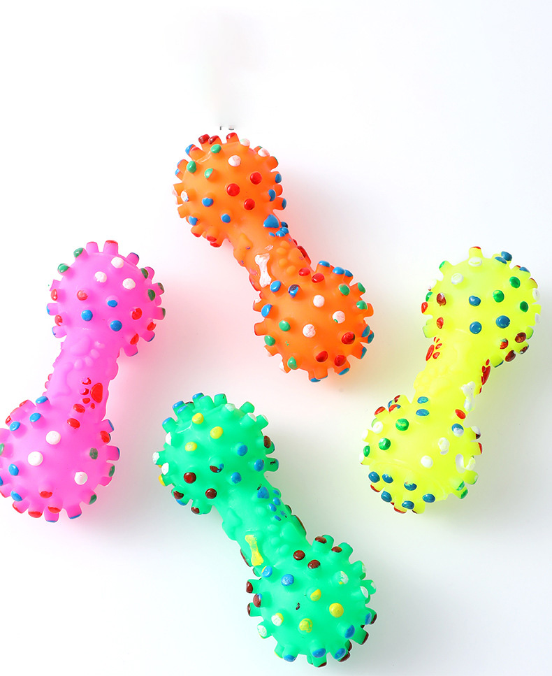 Brinquedo de Borracha Halteres com Bolinhas para Pets ZN0091 Imagem 1
