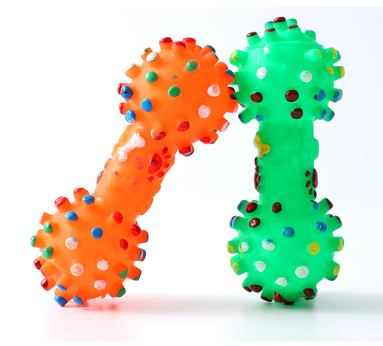 Brinquedo de Borracha Halteres com Bolinhas para Pets ZN0091 Imagem 3